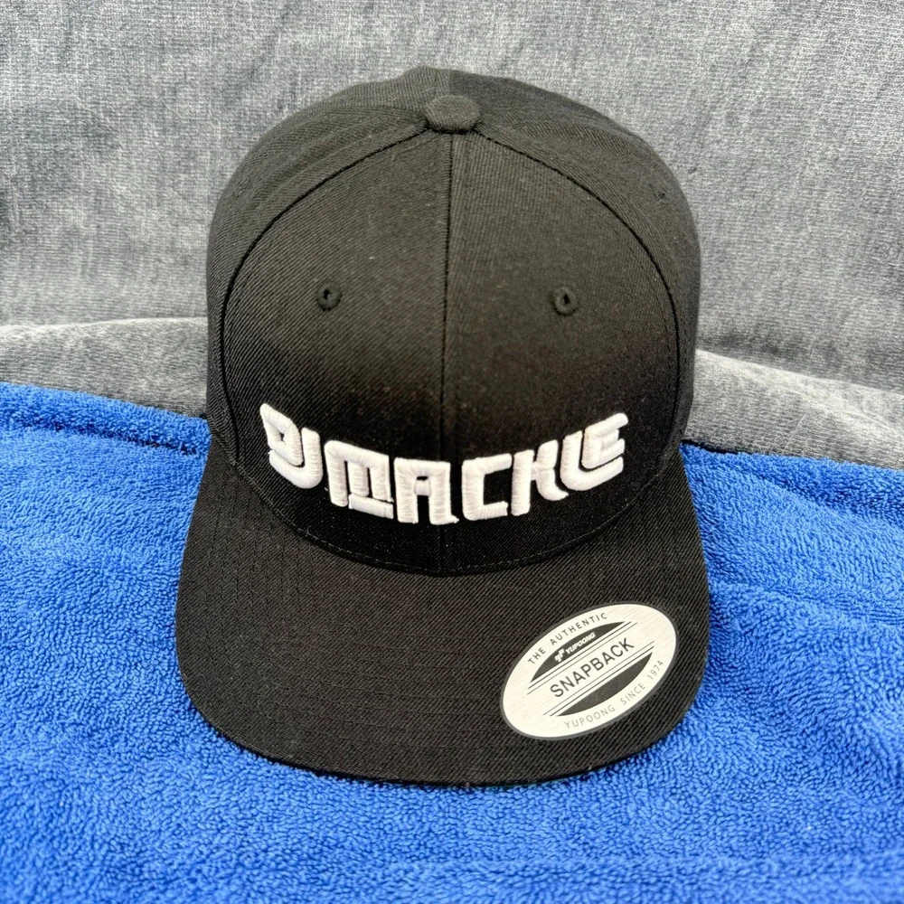 DJ Mackie Hat Black White Embroidered Logo Yupoong Classics Snapback Cap